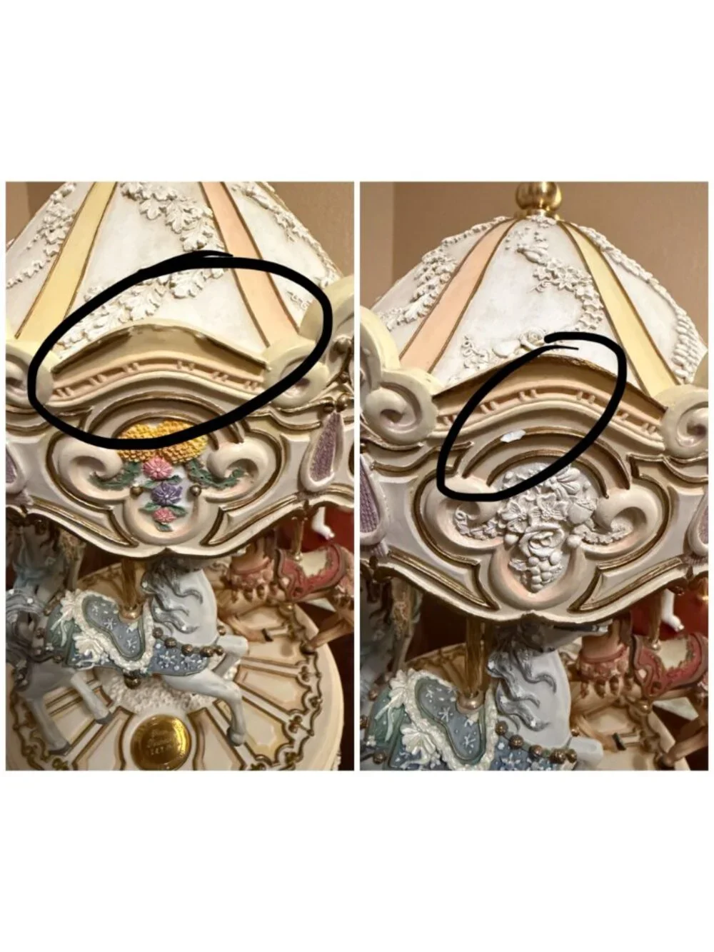 San Francisco Music Box Ltd Ed 4-Horse Carousel Color of Wind E Kamysz w/FLAWS - Picture 5 of 16